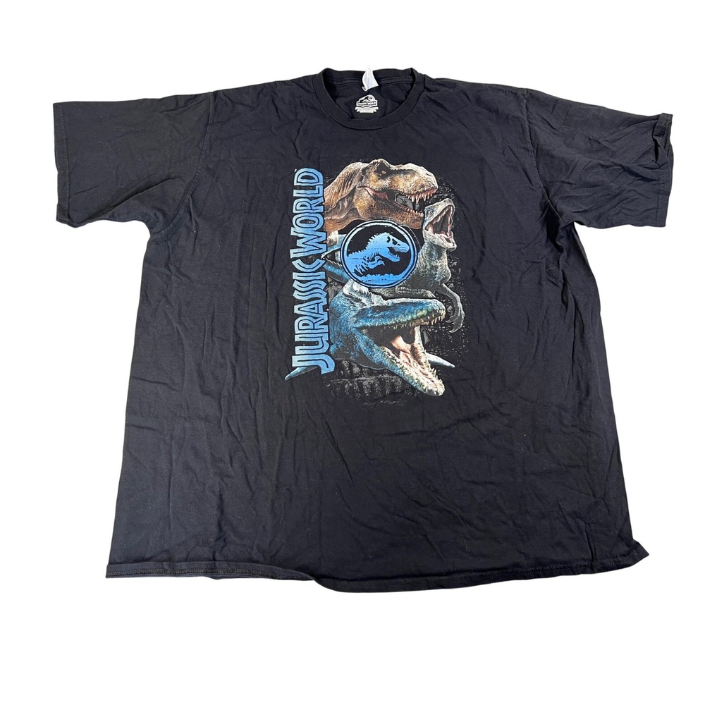 Jurassic World Mens 3XL Graphic T-Shirt Black Port & Company Dinosaur Movie Tee
